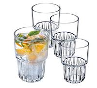 KADAX Vasos de Cristal para Cóctel y Bebidas - Modernos y Acanalados - Juego de 4 x 320 ml