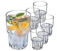KADAX Vasos de Cristal para Cóctel y Bebidas - Modernos y Acanalados - Juego de 6 x 320 ml