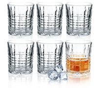 KADAX Juego de 6 vasos de whisky resistentes y universales, para agua, zumos y fiestas (300 ml, rayas)