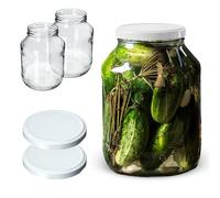 KADAX Weckgläser 2,5 L, Botes Herméticos para Conservas, fi100 mm, Tarros de Conserva, Tarros de Pepino, Tarros Redondos, Tarros de Conservas (2 Unidades, Tapas Blancas)