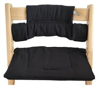 Kadem® Cojín de asiento 100% algodón orgánico, cojín clásico, 2 piezas, apto para trona Stokke Tripp Trapp, lavable a máquina, fácil fijación rápida, color negro