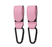 Kadem® Ganchos universales 2 unidades | soporte para cochecito de bebé | versátil y práctico cierre de velcro de piel sintética | rosa intenso