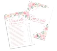 Kaderas Tarjetas de juego de baby shower para mamá o papá para 25 invitados, diseño floral rosa Baby in Bloom