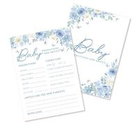 Kaderas Tarjetas de juego para baby shower para 25 invitados, diseño floral azul Baby in Bloom