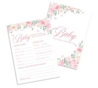 Kaderas Tarjetas de juego para baby shower para 25 invitados, diseño floral rosa Baby in Bloom