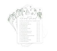 Kaderas Tarjetas de juegos para despedida de soltera, accesorios divertidos para fiestas con texto en inglés "He Said she Sid", 30 tarjetas de juegos de despedida de soltera (verde minimalista)
