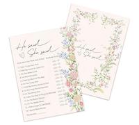 Kaderas Tarjetas de juegos para despedida de soltera, accesorios divertidos para fiestas con texto en inglés "He Said she Sid", 30 tarjetas de juegos de despedida de soltera (flor retro)