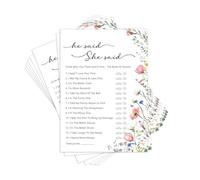 Kaderas Tarjetas de juegos para despedida de soltera, accesorios divertidos para fiestas con texto en inglés "He Said she Sid", 30 tarjetas de juegos de despedida de soltera (flor silvestre)
