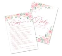 Kaderas Trivia Baby Shower - Tarjetas de juego para 25 invitados, diseño floral rosa Baby in Bloom