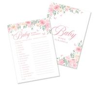 Kaderas Word Scramble - Tarjetas de juego para 25 invitados, diseño floral rosa Baby in Bloom