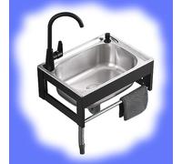 KADEUX 1 Seno Fregadero De Cocina Montado En La Pared Fregadero Industrial De Acero Inoxidable Fregadero Comercial Pequeños Lavabo Portatil con Grifo Frío Y Caliente (Size : 53x38cm/21x15in)