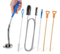 KADFEL Set de 5 Cepillos para la Limpieza de Desagües, Brosse de Nettoyage de Drain d'égout, de Acero Inoxidable y Plástico Flexible