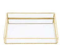 Kadimendium Caja de Almacenamiento de Vidrio Joyero con Compartimentos Abiertos Translúcidos para Organizador de Maquillaje de Joyería (Rectangular, Mediano)