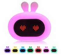 Kadoing® Despertador Infantil Conejo - con Expresiones faciales y función táctil - Reloj con luz para niños - Luz Nocturna - Entrenador de sueño - Juguete Educativo - Reloj Infantil para Dormitorio