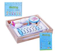 Kadoing Juego de Instrumentos Musicales de Madera - Incluye Caja de Almacenamiento y folleto de música - Xilófono - Juguetes Montessori - Juguetes para niños - Música para niños