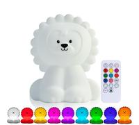 Kadoing® Luz nocturna infantil león (grande) - Quitamiedos LED recargable - con función táctil y mando - Lámpara para bebés y niños - Regalo de maternidad - Guardería - Habitación infantil