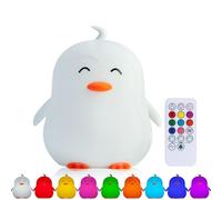 Kadoing® Luz nocturna infantil pingüino (extra grande) - Quitamiedos LED recargable - con función táctil y mando - Lámpara para bebés y niños - Regalo de maternidad - Guardería - Habitación infantil