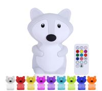Kadoing® Luz nocturna infantil zorro (grande) - Quitamiedos LED recargable - con función táctil y mando - Lámpara para bebés y niños - Regalo de maternidad - Guardería - Habitación infantil