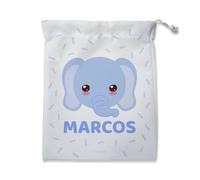 Kadoo Regalos Bolsa Merienda Personalizada Infantil Cara Animales Zoo Con Nombre| Vuelta al Colegio/Guardería (Elefante)