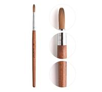 KADS - Cepillo para uñas acrílicas de pelo Kolinsky de 6#, cerdas en forma ovalada y ondulada, mango de madera de roble rojo, calidad profesional (6#)