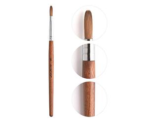 KADS - Cepillo para uñas acrílicas de pelo Kolinsky de 6#, cerdas en forma ovalada y ondulada, mango de madera de roble rojo, calidad profesional (6#)