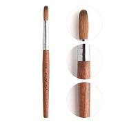 KADS Pure Kolinsky - Cepillo de uñas acrílico con cerdas de pelo ovalado, mango de madera roja, calidad profesional de salón (12#)