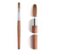 KADS Pure Kolinsky - Cepillo de uñas acrílico con cerdas de pelo ovalado, mango de madera rojiza, calidad profesional de salón (14#)