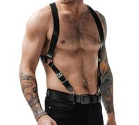 KADSXIYA Arnés de piel sintética para hombre, estilo punk, pecho, hombro, cinturón para camisa, Negro -, As derailed discription