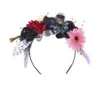 KADSXIYA Aro de pelo de moda con flores y calavera de imitación para mujer, diadema de Halloween