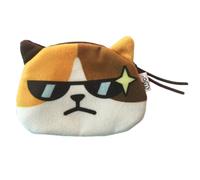 KADSXIYA Bonita cartera pequeña con cara de gato para auriculares, monedero con expresión interesante, Gato con gafas
