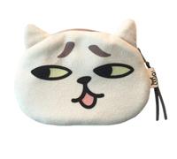 KADSXIYA Bonita cartera pequeña con cara de gato para auriculares, monedero con expresión interesante, Poco vergonzoso