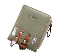 KADSXIYA Cartera compacta para mujer con bolsillo para monedas bordado, tarjetero corto, Verde oscuro