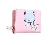 KADSXIYA Cartera de bolsillo con diseño de gato de dibujos animados para niñas y mujeres, Rosado