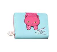 KADSXIYA Cartera de bolsillo con diseño de gato de dibujos animados para niñas y mujeres, Verde claro