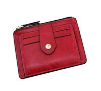 KADSXIYA Cartera delgada de piel sintética para hombre con compartimento para monedas y ranuras para tarjetas de crédito, Rojo -