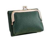 KADSXIYA Cartera delgada para mujer con ventana transparente y bolsillo para monedas, cartera de poliuretano, Verde