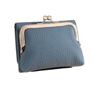 KADSXIYA Cartera delgada para mujer con ventana transparente y bolsillo para monedas, cartera de poliuretano, Azul