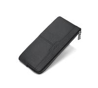 KADSXIYA Cartera larga de cuero vintage para hombre, con cremallera, monedero de negocios, bolsa para teléfono, Negro -