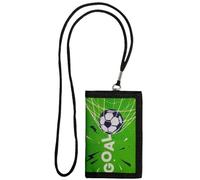 KADSXIYA Cartera para niños con diseño de fútbol, diseño de fútbol, cartera triple con cordón, Balón de fútbol negro