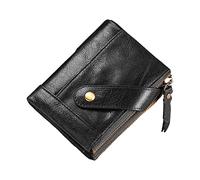 KADSXIYA Cartera plegable con bloqueo RFID, minimalista, vintage, bolsillo frontal, Negro -