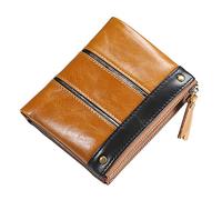 KADSXIYA Cartera plegable de cuero con bloqueo para hombre, con bolsillo para monedas, tarjetero de crédito de negocios vintage, Marrón claro