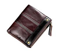 KADSXIYA Cartera plegable de cuero con bloqueo para hombre, con bolsillo para monedas, tarjetero de crédito de negocios vintage, Marrón oscuro