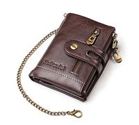 KADSXIYA Carteras de cadena para hombre, cartera plegable de cuero para hombre, monedero, tarjeta de crédito con bolsillo para monedas, uso de viajes de negocios, Café