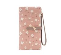 KADSXIYA Carteras largas para mujer con ranuras para tarjetas, gran capacidad, cartera con estampado de flores, Color de pasta de frijol