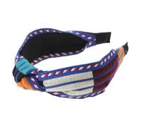 KADSXIYA Diadema coreana de rayas con bloques de color para mujer, estilo vintage, con nudo central, para otoño, elástico, turbante ancho