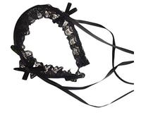 KADSXIYA Diadema de encaje con volantes Sweet Lolita, cinta steampunk, lazo para cosplay