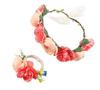 KADSXIYA Diadema de flores para novia, corona de flores bohemias, para boda y aro de pelo floral