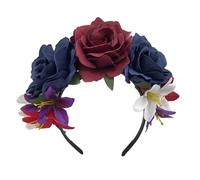 KADSXIYA Diadema de flores y calavera de imitación para mujer, aro fino para decoración de pelo de boda