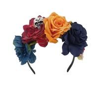KADSXIYA Diadema de flores y calavera de imitación para mujer, aro fino para decoración de pelo de boda