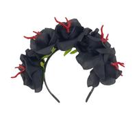 KADSXIYA Diadema de flores y calavera de imitación para mujer, aro fino para decoración de pelo de boda